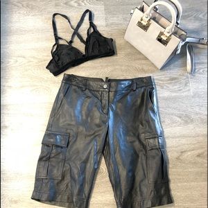 BCBG Leather Cargo Shorts
